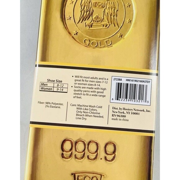 Novelty Gold 999.9 Socks, 1 Pair, Men's Crew Length, One Size Sockpath Funny - Picture 4 of 5